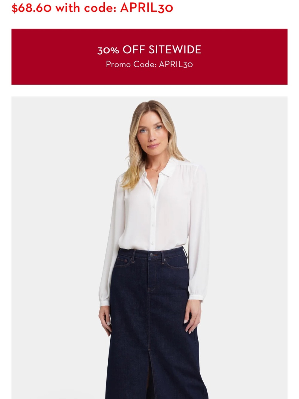 NYDJ Long Skirt with Slit Fairmont Wash Size 12 High Rise